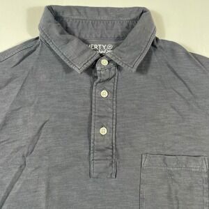Faherty Polo Shirt Mens Medium Sunwashed‎ Organic Cotton Slub Gray
